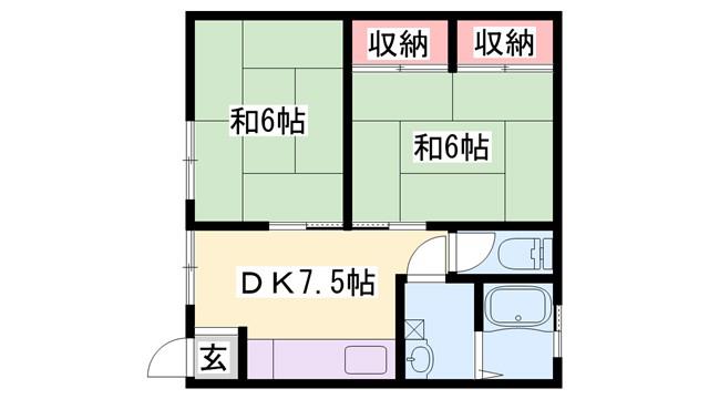 フナビキコーポ(2DK/1階)の間取り写真