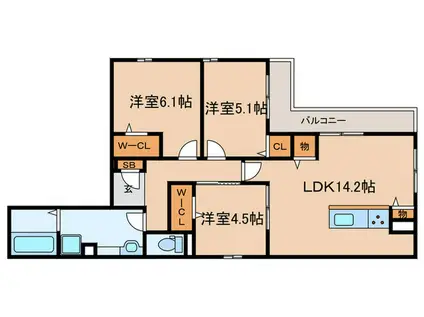 クラシスト南塚口(3LDK/1階)の間取り写真
