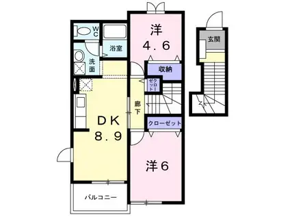 ベルハイツ(2DK/2階)の間取り写真
