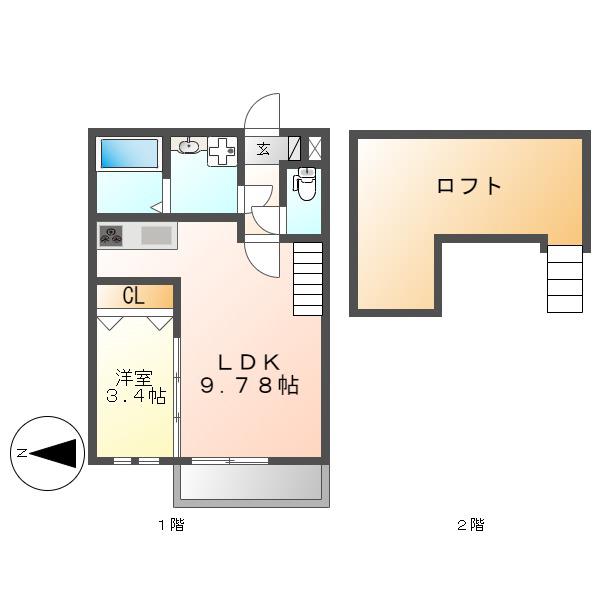 CREO中村公園伍番館(1LDK/1階)の間取り写真
