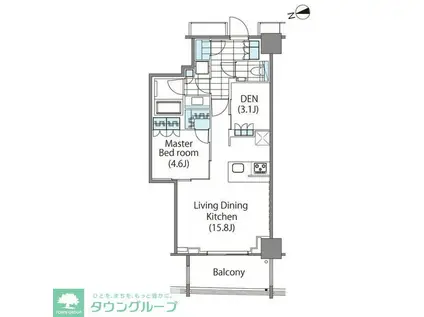 コンフォリア新宿イーストサイドタワー(1LDK/16階)の間取り写真