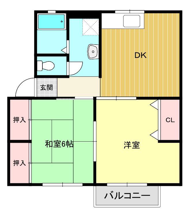 マリアージュI(2DK/2階)の間取り写真