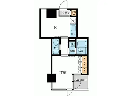 レジデンス白金パークフロント(1K/5階)の間取り写真