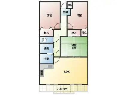 梓マンション(3LDK/3階)の間取り写真