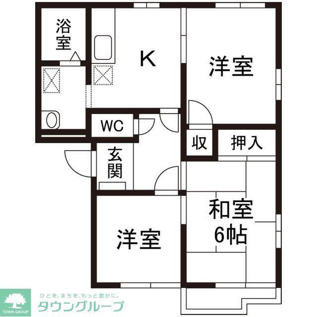 コーポハピネスII B棟(3DK/2階)の間取り写真