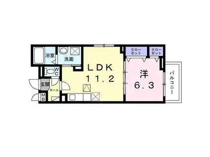 エルグ3(1LDK/3階)の間取り写真