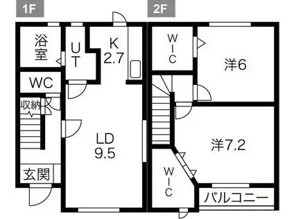 キャスケードA棟(2LDK/1階)の間取り写真