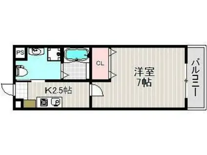 エクセル杭全(1K/8階)の間取り写真