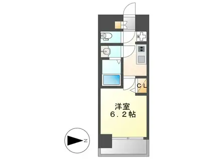 プレサンス名古屋ルクソリア(1K/6階)の間取り写真