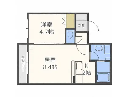 エトワール(1LDK/4階)の間取り写真