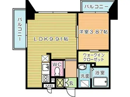 アクア葛原(1LDK/6階)の間取り写真