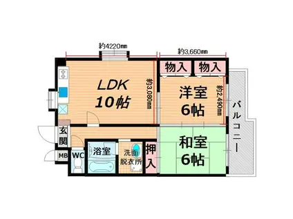 サンモール川上 I(2LDK/4階)の間取り写真