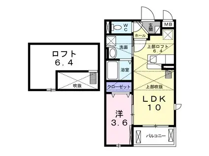 サンリット プレイス M(1LDK/2階)の間取り写真