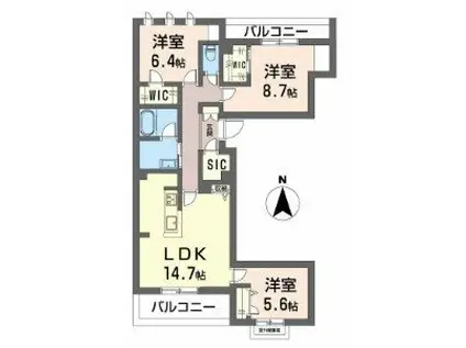 シャーメゾンウィステリア(3LDK/2階)の間取り写真
