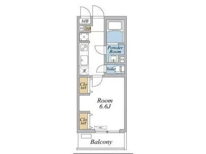 リブリ・足立区西竹の塚(1K/4階)の間取り写真