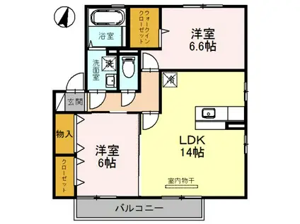 エル ビエント(2LDK/2階)の間取り写真
