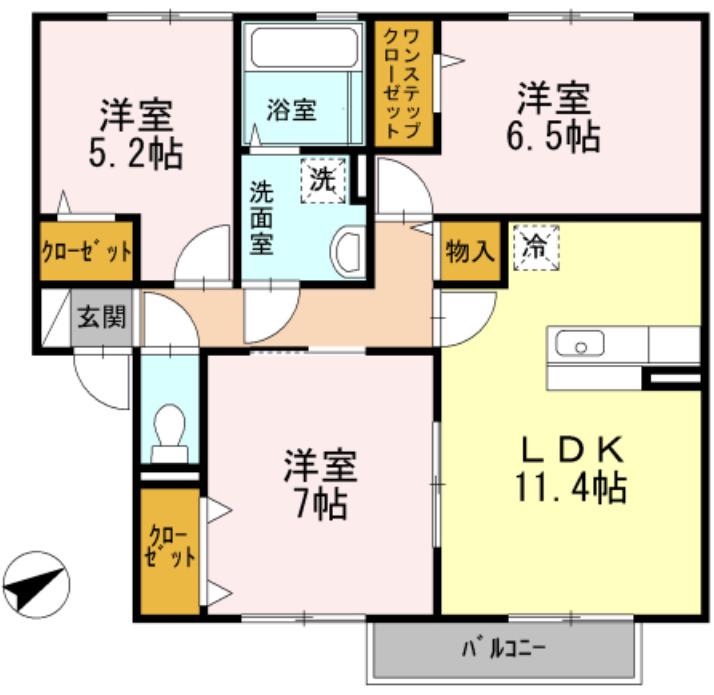 オーハマヴィラ(3LDK/2階)の間取り写真