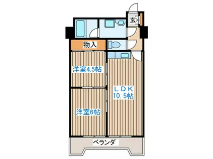 リエス榴岡(2LDK/9階)の間取り写真
