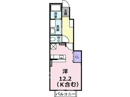 リトルウイング(ワンルーム/1階)の間取り写真