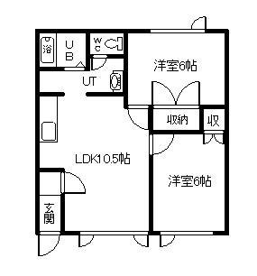 カトウハイツ21A(2LDK/2階)の間取り写真