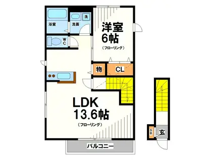 ROSENHEIM(1LDK/2階)の間取り写真