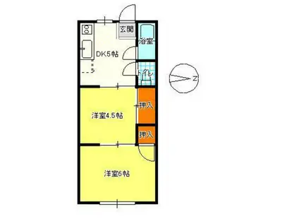 半田山ハウス(2DK/2階)の間取り写真