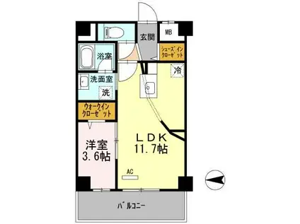アクトタレイア茨木駅前(1LDK/5階)の間取り写真