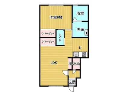 ヴィラフェリシア西城北(1LDK/1階)の間取り写真