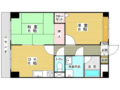 サンクレスト大井(2DK/1階)の間取り写真