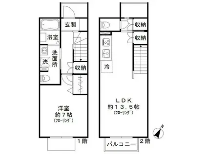 ベストクイーン上野毛(1LDK/1階)の間取り写真