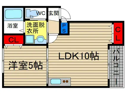 CASA宮之阪(1DK/1階)の間取り写真