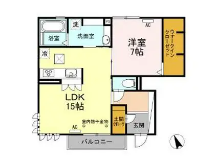 フルール・ド・クレマチス(1LDK/1階)の間取り写真