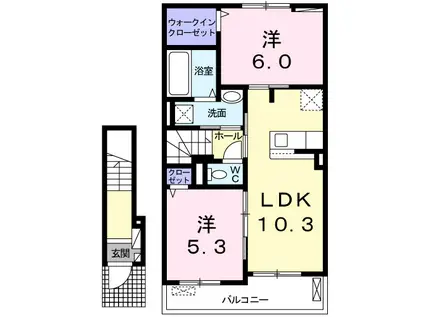 グランシエル A(2LDK/2階)の間取り写真