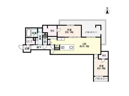 UNO Y SOLO(2LDK/3階)の間取り写真