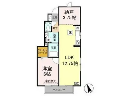 ローズコート・H C棟C101(1LDK/1階)の間取り写真