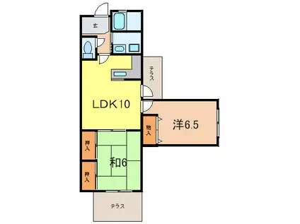カーサ香枦園(2LDK/1階)の間取り写真