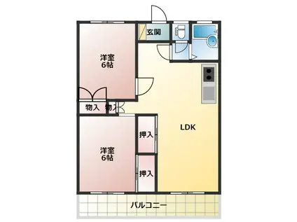 NAGAI(2LDK/3階)の間取り写真