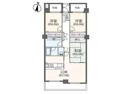 コートハウス千歳船橋(3LDK/3階)の間取り写真