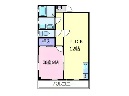 スリーフレンド河合(1LDK/4階)の間取り写真
