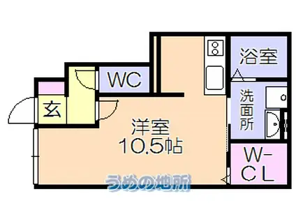K-IDEAL久留米I A棟(ワンルーム/1階)の間取り写真