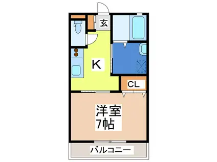 リバーパレスB(1K/1階)の間取り写真