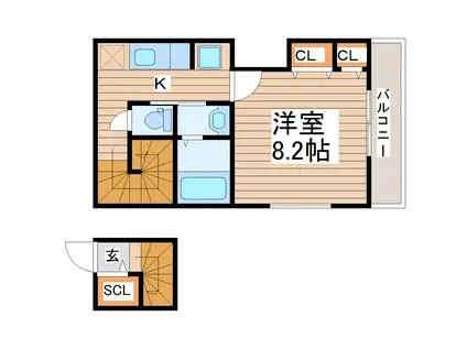 カサアルティスII(1K/2階)の間取り写真