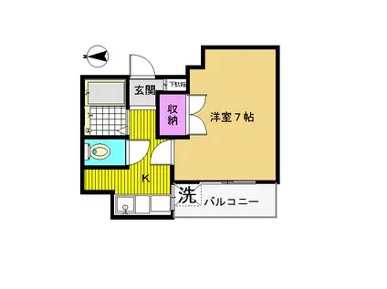 長和島サンロイヤル(1K/2階)の間取り写真