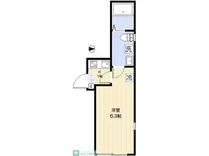 ユニヴェール西新井(1K/2階)の間取り写真