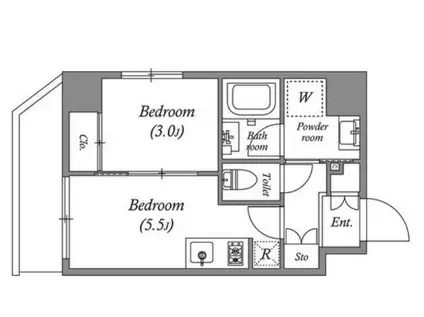 クオリタス住吉(1DK/5階)の間取り写真