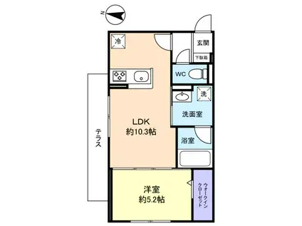 ラ・テールゆりのき台(1LDK/1階)の間取り写真