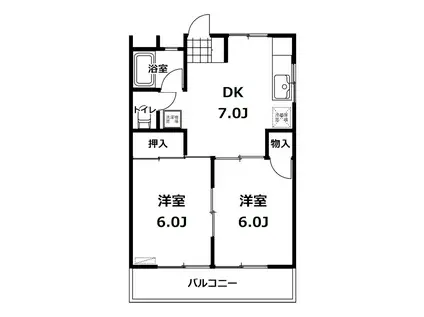 金上ハイツ(2DK/1階)の間取り写真