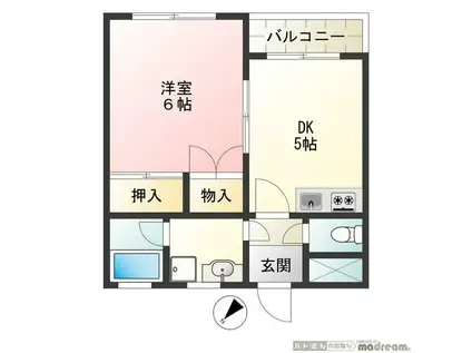 MJ POINT(1DK/2階)の間取り写真