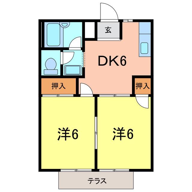 パークシティB(2DK/1階)の間取り写真