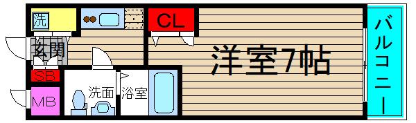 ベルエ難波西(ワンルーム/4階)の間取り写真